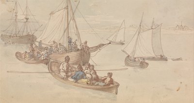 Barcos de recreo en un estuario de Thomas Rowlandson